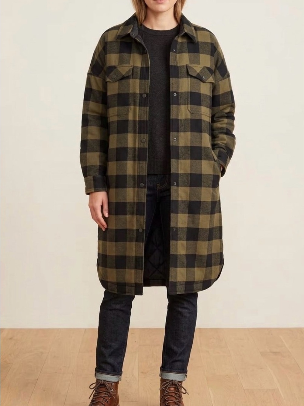 Duluth Trading Co Folklore Flannel Insulated Duster Jacket